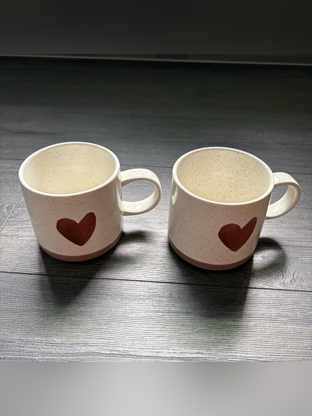 Starbucks 2017 Valentines Day Heart Speckled Ceramic Coffee Mug 12 oz Set of 2